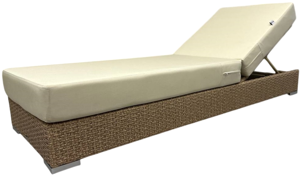 Шезлонг-лежак плетеный с матрасом Mantera бежевый люкс, светло-бежевый