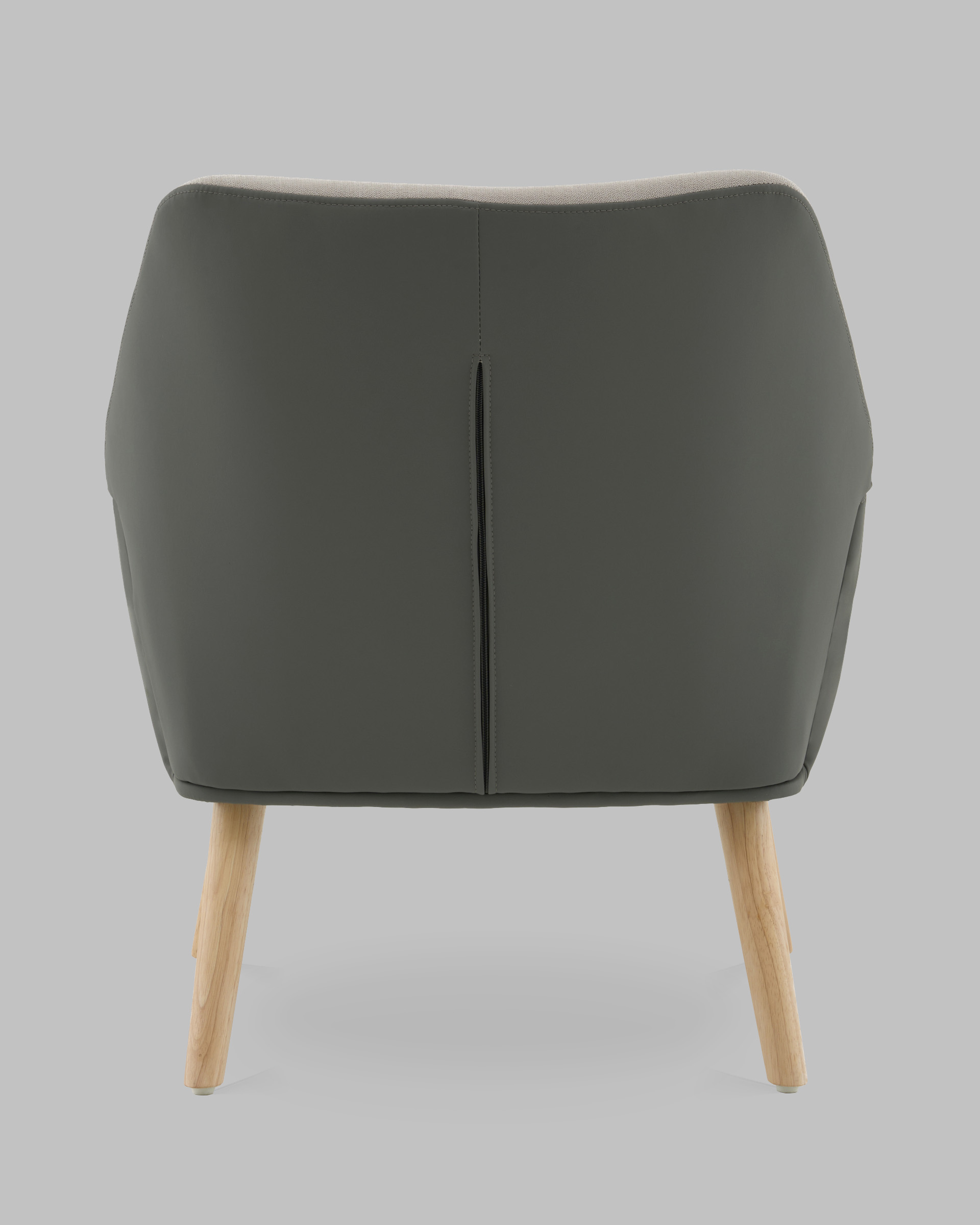 Кресло Харви серый с серой экокожей деревянные ножки