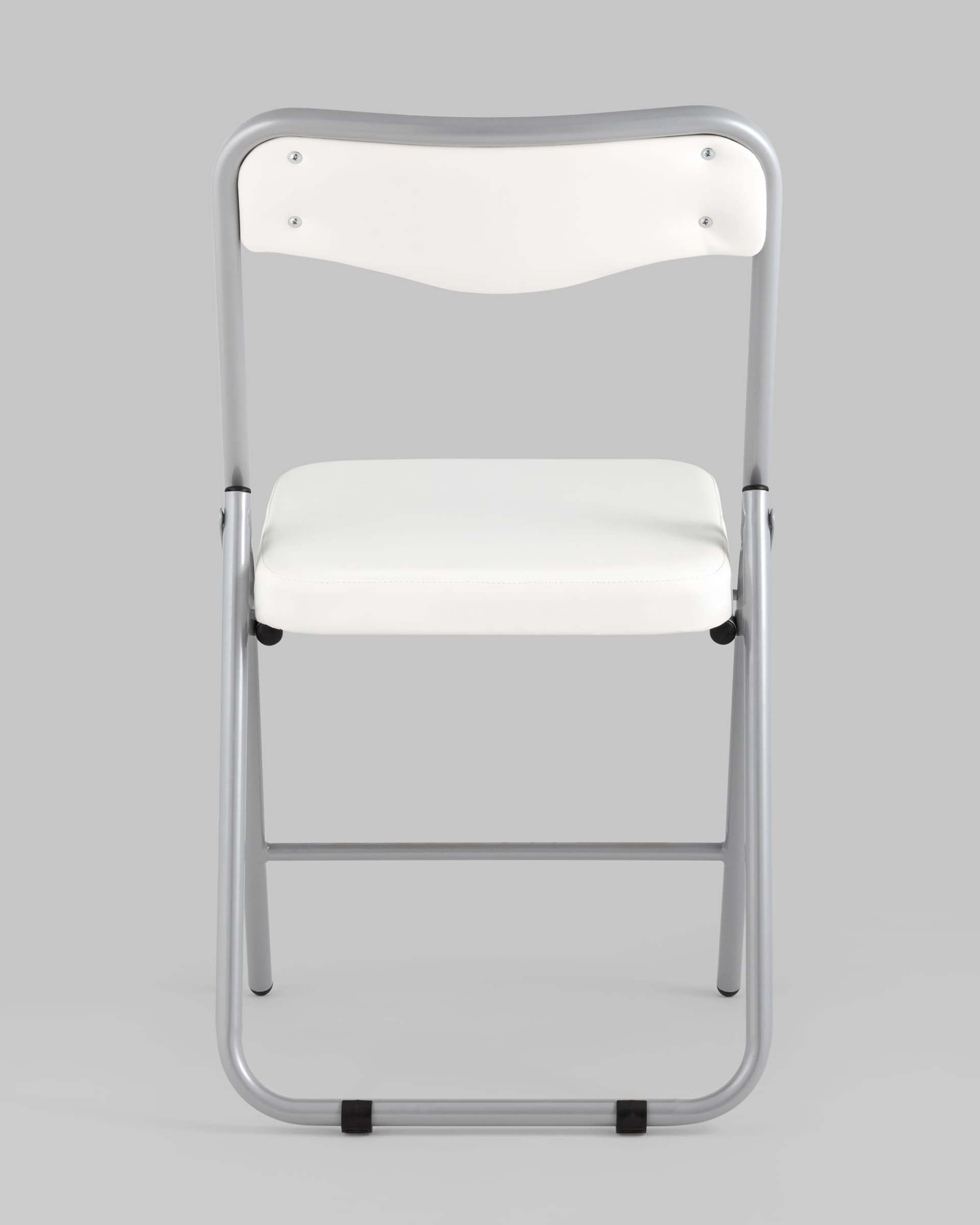 Складной стул Джонни экокожа белый каркас металлик