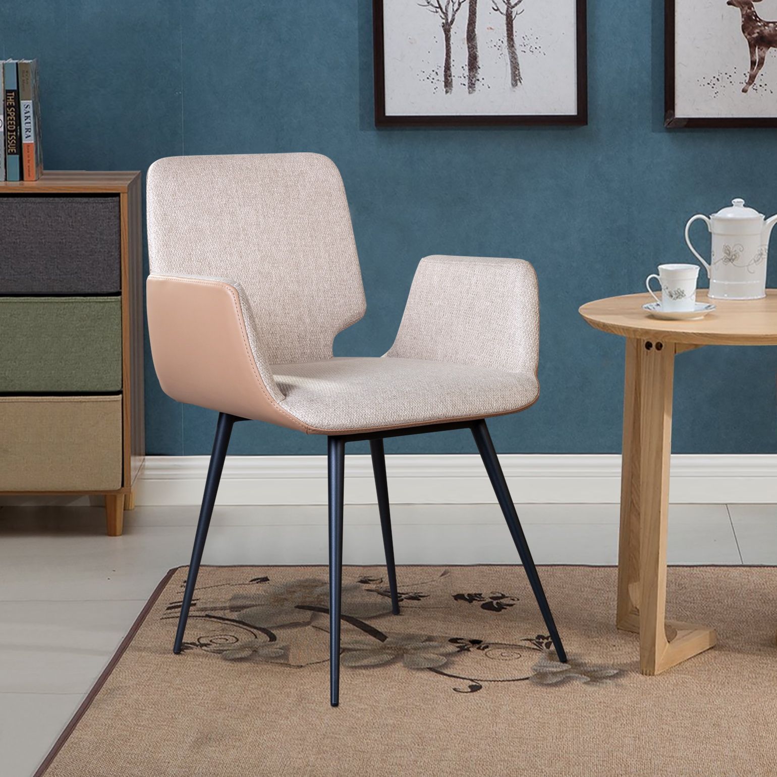 Стул с подлокотниками Адам, рогожка комби бежевый