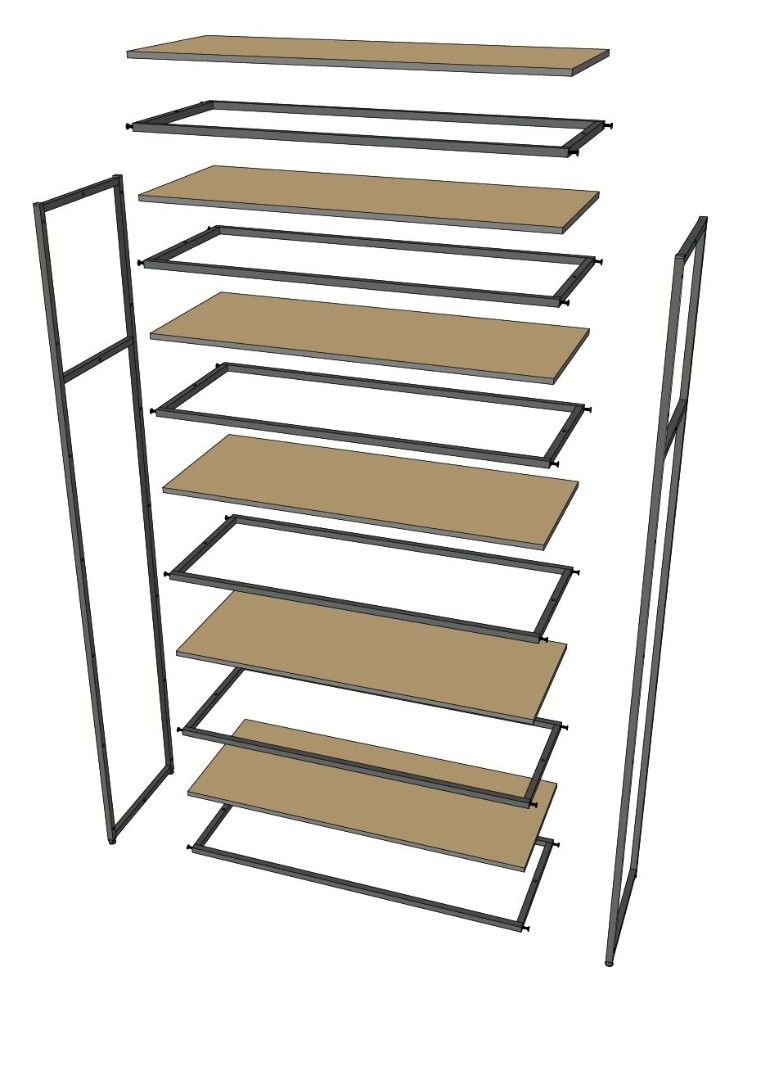 Стеллаж в стиле Лофт A22120-20-ЧБ с полками ЛДСП