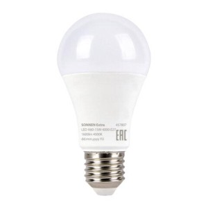 Лампа светодиодная SONNEN EXTRA, 15 (130) Вт, Е27, груша, нейтральный белый, 30000 ч, LED A60-15W-4000-Е27, 457897