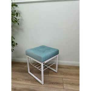 Банкетка Марсей 40-44 с полкой (светло-бирюзовый/белый)