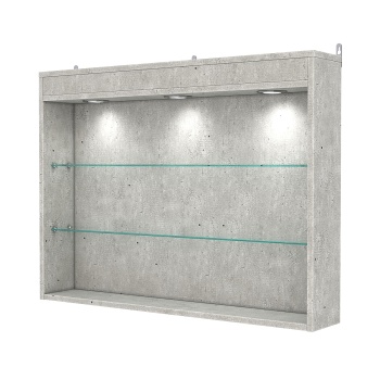 Витрина настенная №3-3Г с подсветкой, Метрополитан Грей