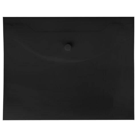 Папка-конверт с кнопкой прозрачная МАЛОГО ФОРМАТА, А5, BRAUBERG "UNIVERSAL", черная, 0,15 мм, 273067