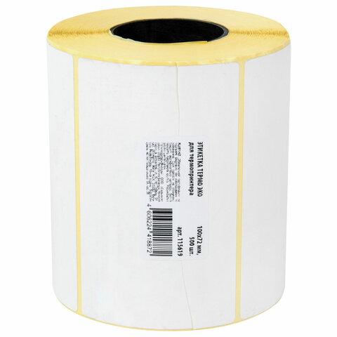 Этикетка ТермоЭко (100х72 мм), 500 этикеток в ролике, светостойкость до 2 мес., 115619