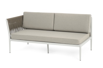 "Касабланка" правый модуль плетеный из роупа, каркас алюминий светло-серый (RAL7035) муар, роуп серо-коричневый 23мм, ткань бежевая 15052цвет серо-коричневый