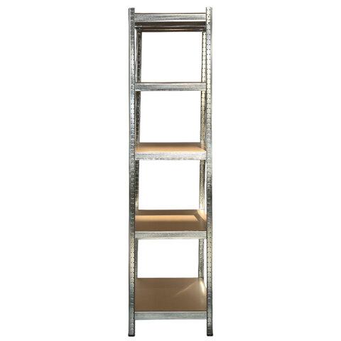 Стеллаж металлический BOOMHOUSE (БУМХАУС) безболтовой, 2000x1000x500 мм, 5 полок МДФ, нагрузка на стеллаж до 875 кг, серебристый, 291415