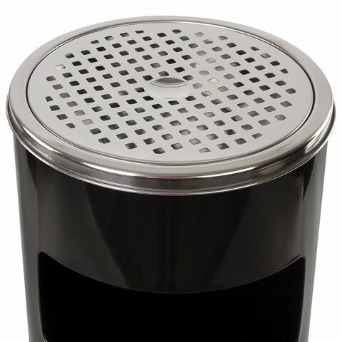 Урна с пепельницей 27 литров, 600х250 мм, нержавеющая сталь, черная, ЛАЙМА "Профессионал", 606300