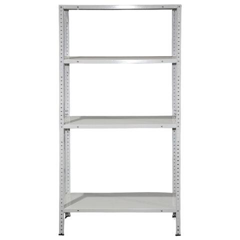 Стеллаж металлический BOOMHOUSE (БУМХАУС) 1500x750x300 мм, 4 полки, нагрузка на стеллаж до 120 кг, белый, 291419