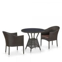 Комплект мебели Энфилд, коричневый, 2 стула, круглая столешница