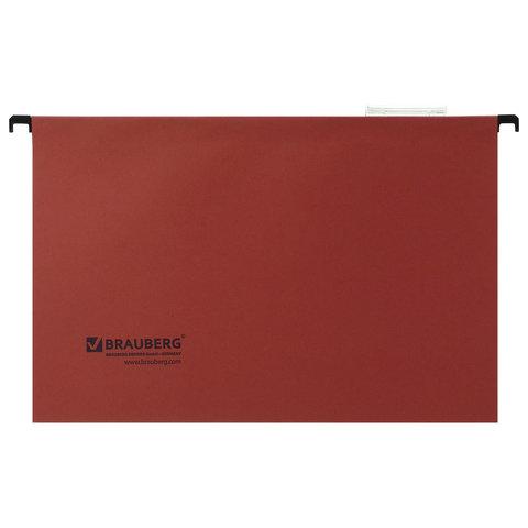 Подвесные папки А4/Foolscap (406х245 мм), до 80 листов, КОМПЛЕКТ 10 шт., красные, картон, BRAUBERG (Италия), 231796