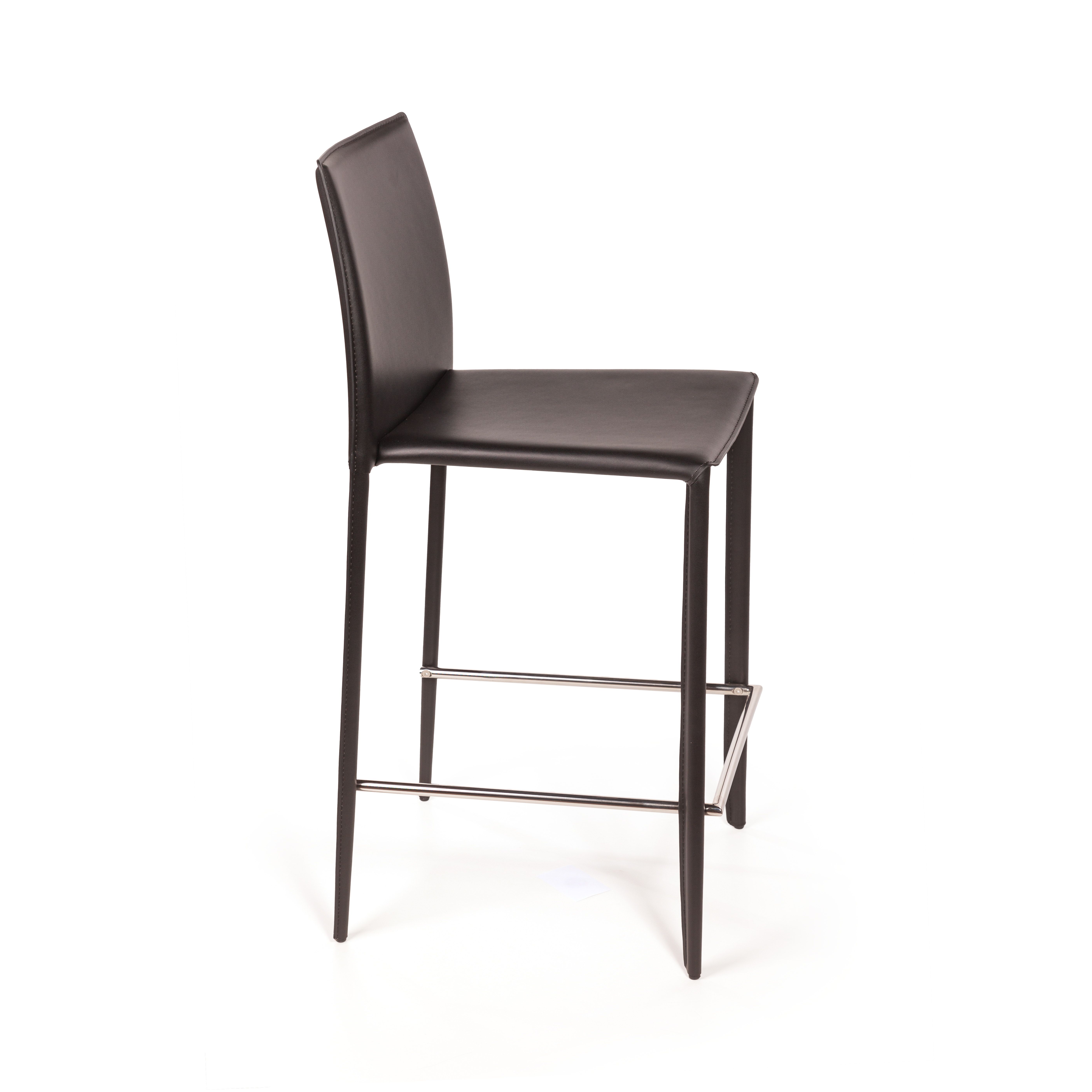 Стул полубарный Рольф, кожа черный