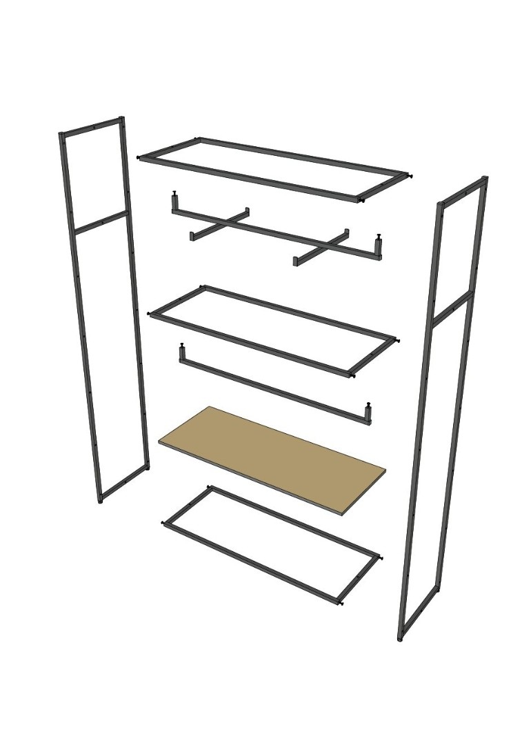 Стеллаж для одежды в стиле Лофт A22120-05-ЧДС (220х120х45)