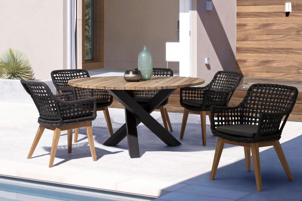 Стол деревянный обеденный Brandon черный, натуральный