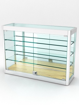 Витрина из профиля настенная "ВАЙБ ИКС" №3-3П-З-220 (задняя стенка Зеркало), Дуб Золотистый