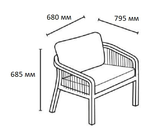 Кресло деревянное с подушками Ravona KD натуральный, бежевый
