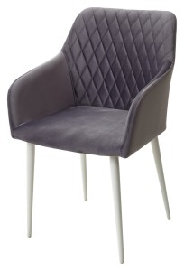 Стул БРЕНДИ-Х (BRANDY-X) СЕРЫЙ #27, велюр / белый каркас