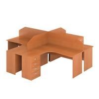 Стол Дурбан для четырёх сотрудников, вишня