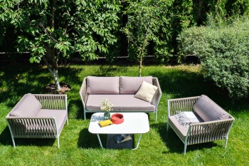 "Касабланка" лаунж-зона плетеная из роупа 4-местная, цвет серо-коричневыйцвет серо-коричневый