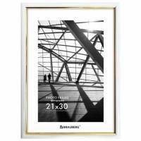 Рамка 21х30 см небьющаяся, багет 14,6 мм, пластик, BRAUBERG "Original Line", белая/золото, 391236