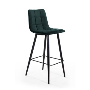 Стул барный Уно, бархат зелёный 19 / чёрный конус