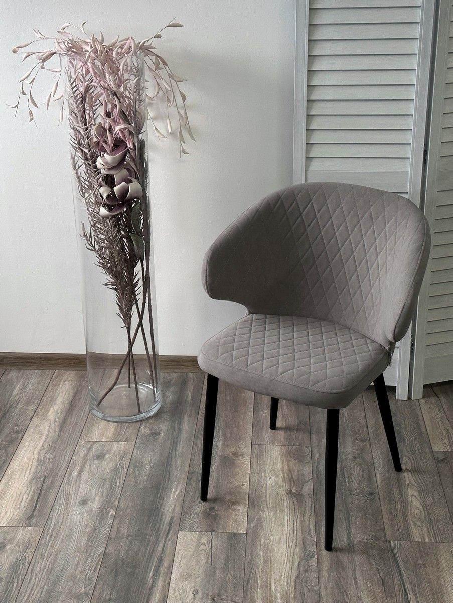 Стул ХИЛТОН, цвет B22 Серый, велюр / черный каркас