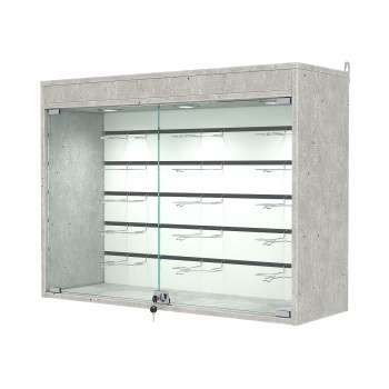 Витрина настенная №3-2БГ с экономпанелью, без полок, с подсветкой, Метрополитан Грей