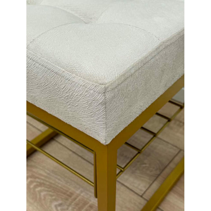 Банкетка Марсей 40-44 с полкой (светло-бежевый/золото)