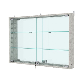 Витрина настенная с регулировочными полками №3-2АУ-РЕГ с зеркалом, Метрополитан Грей