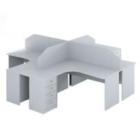 Стол Дурбан для четырёх сотрудников, серый