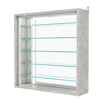 Витрина настенная с регулировочными полками №1-6Г-РЕГ-П с зеркалом, Метрополитан Грей