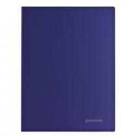 Папка с металлическим скоросшивателем и внутренним карманом BRAUBERG "Диагональ", темно-синяя, до 100 листов, 0,6 мм, 221352