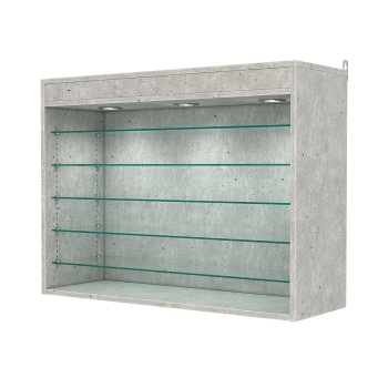 Витрина настенная с регулировочными полками №3-7ГГ-РЕГ с подсветкой, Метрополитан Грей