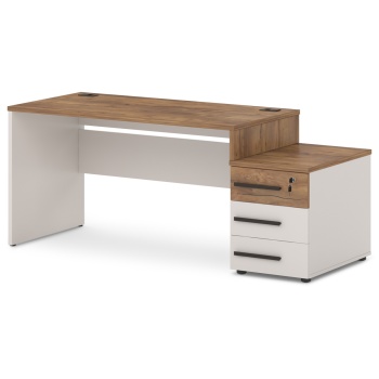 Стол с опорной тумбой T-25л/пр Лавана - Lavana цвет Таксония медовая и Бежевый песок