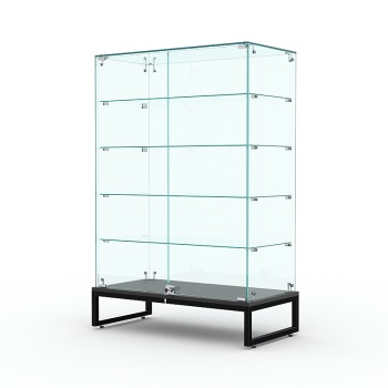 Торговый стеклянный прилавок "ЛОФТ СТИЛЬ" №129 (с дверками), Черный