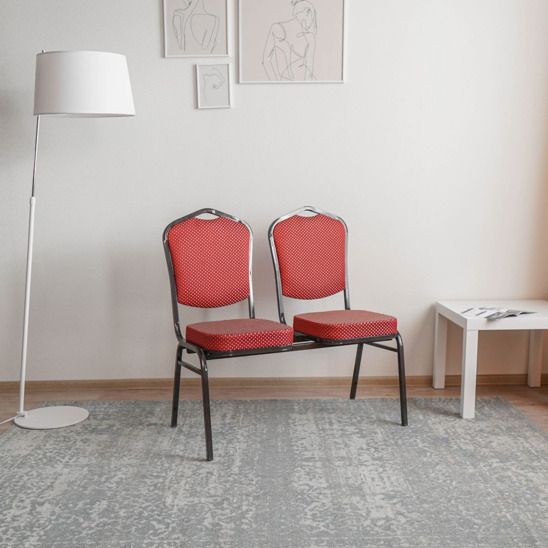 Секция стульев Хит - серебро, ромб синий