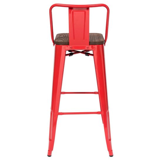 Стул Tolix Wood со спинкой барный Красный глянцевый