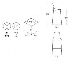 Стул барный пластиковый Wave хром, лен