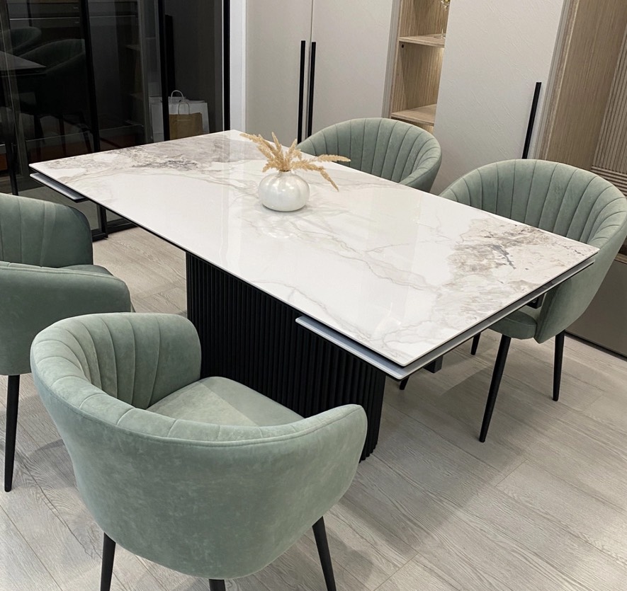 Стол АРИЯ 160 PANDORA LIGHT, керамика / Черный каркас