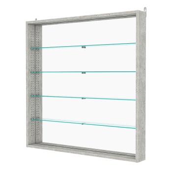 Витрина настенная с регулировочными полками №4-2ГУ-РЕГ с зеркалом, Метрополитан Грей