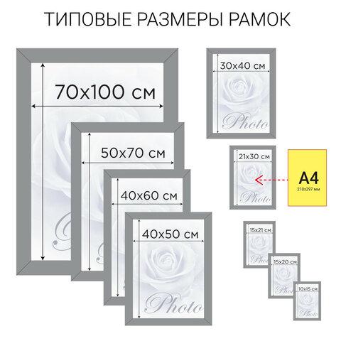 Рамка 21х30 см, пластик, багет 30 мм, BRAUBERG "HIT4", белая с двойной позолотой, стекло, 390992