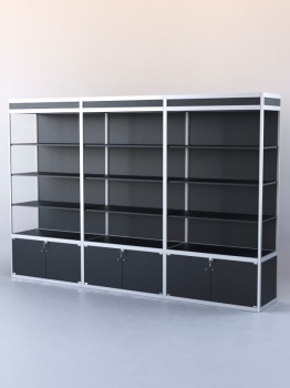 Витрина-стеллаж из ал.профиля №1 (3-ех метровая), Черный