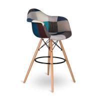 Кресло Eames DAW Барное Patchwork Blue