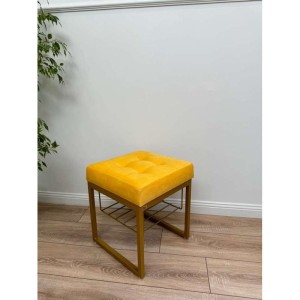 Банкетка Марсей 40-44 с полкой (желтый/золото)