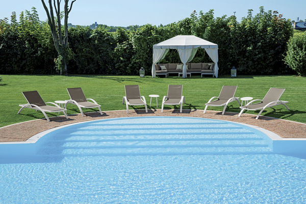 Шезлонг металлический Oliver белый, тортора