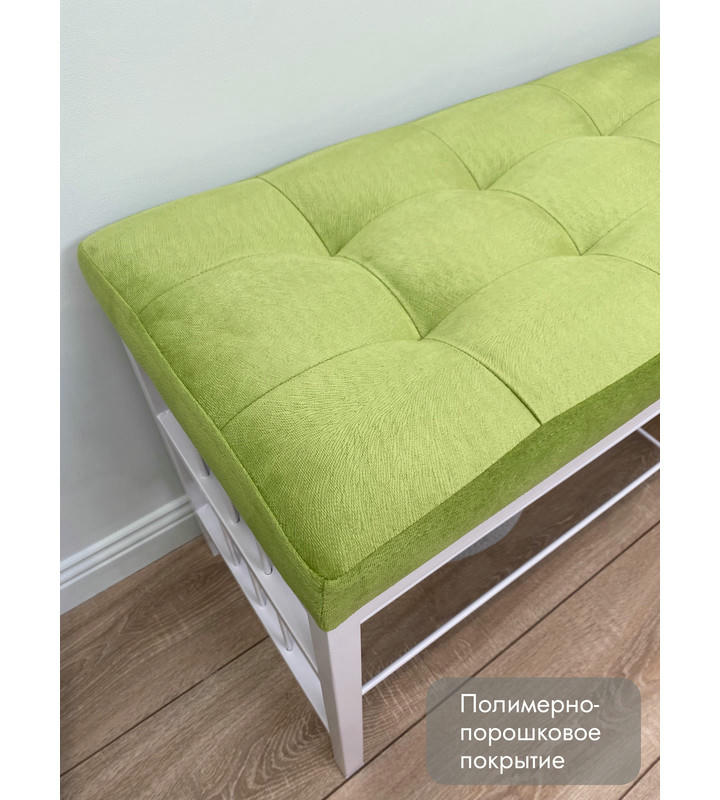 Банкетка Сканди-120-2-полочная (салатовый/белый)