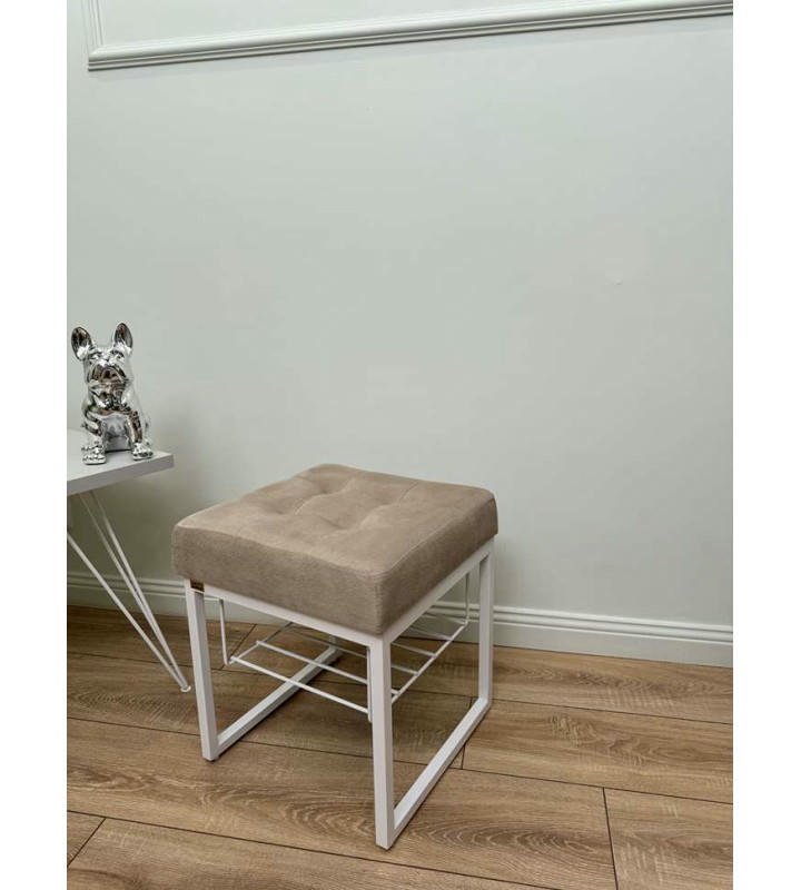 Банкетка Марсей 40-44 с полкой (бежевый/белый)