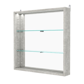 Витрина настенная с регулировочными полками №1-4ГУ-РЕГ с зеркалом и с подсветкой, Метрополитан Грей