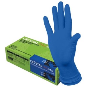 Перчатки нитриловые смотровые сверхпрочные CRYSTAL PRO MAX, 50 пар (100 шт.), размер L (большой), синие, CRYMAX-03